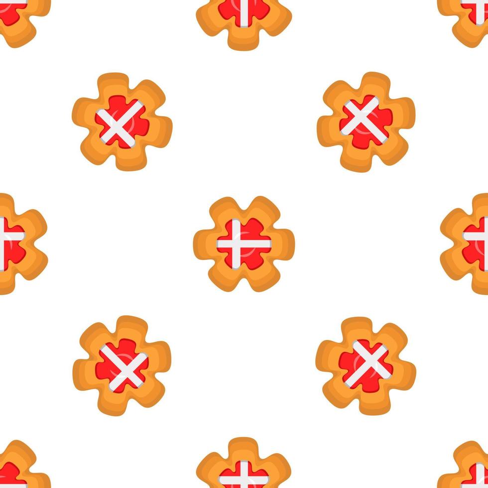 Pattern cookie with flag country Denmark in tasty biscuit vector