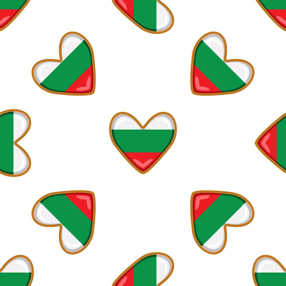 Pattern cookie with flag country Bulgaria in tasty biscuit vector