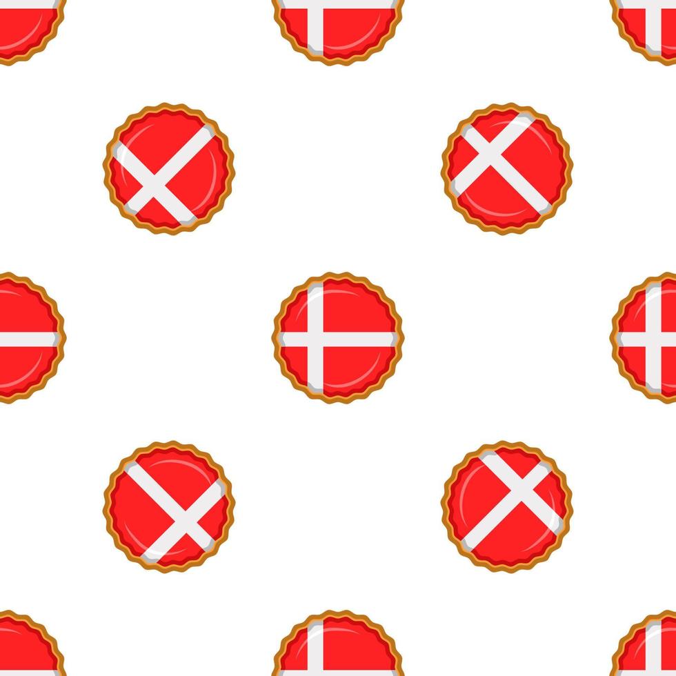 Pattern cookie with flag country Denmark in tasty biscuit vector