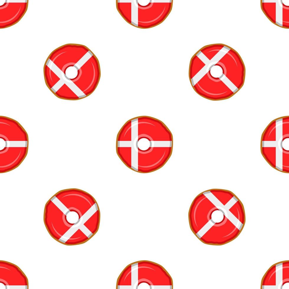Pattern cookie with flag country Denmark in tasty biscuit vector