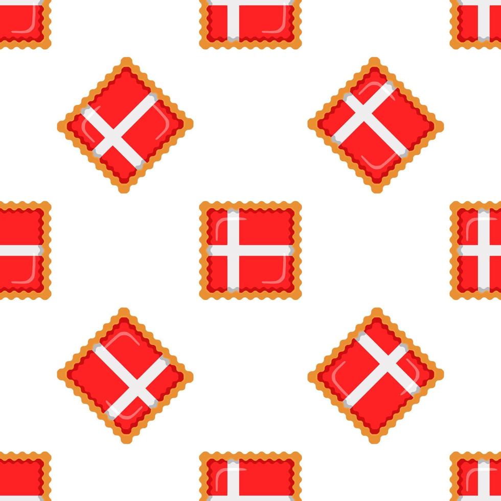 Pattern cookie with flag country Denmark in tasty biscuit vector