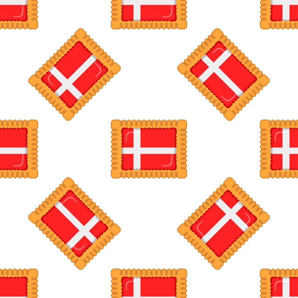 Pattern cookie with flag country Denmark in tasty biscuit vector