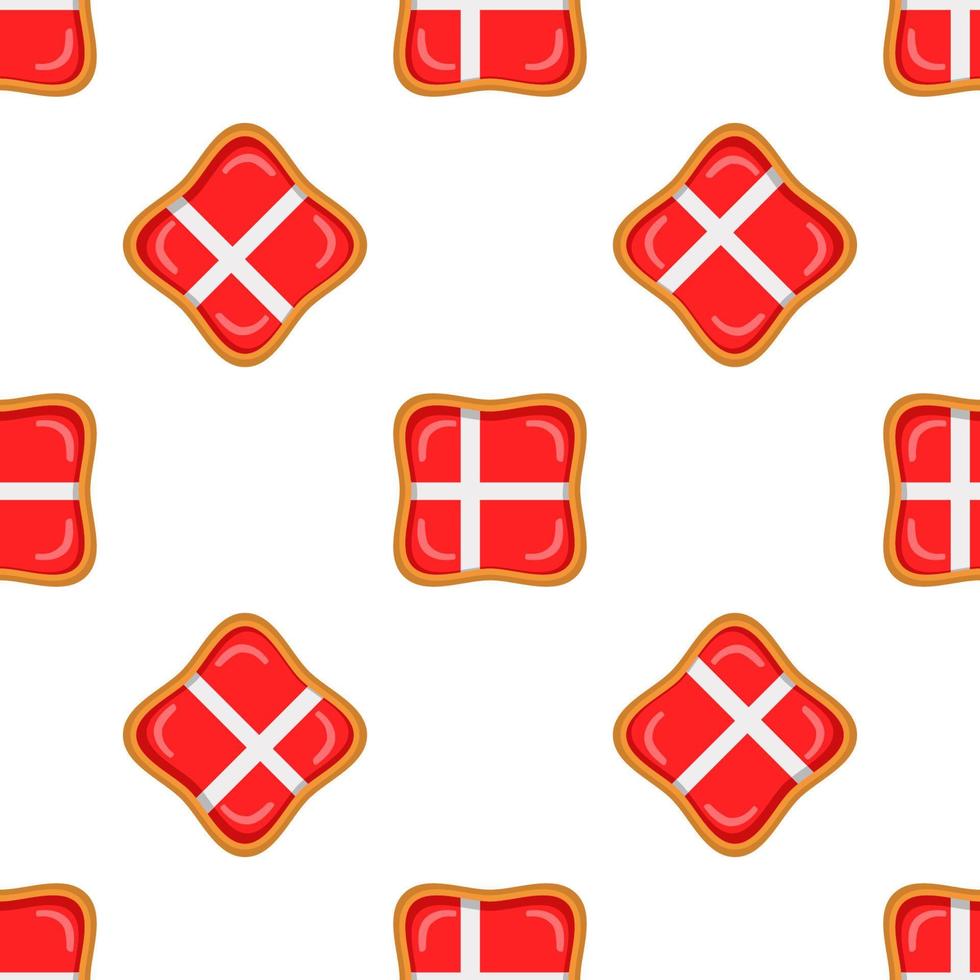 Pattern cookie with flag country Denmark in tasty biscuit vector