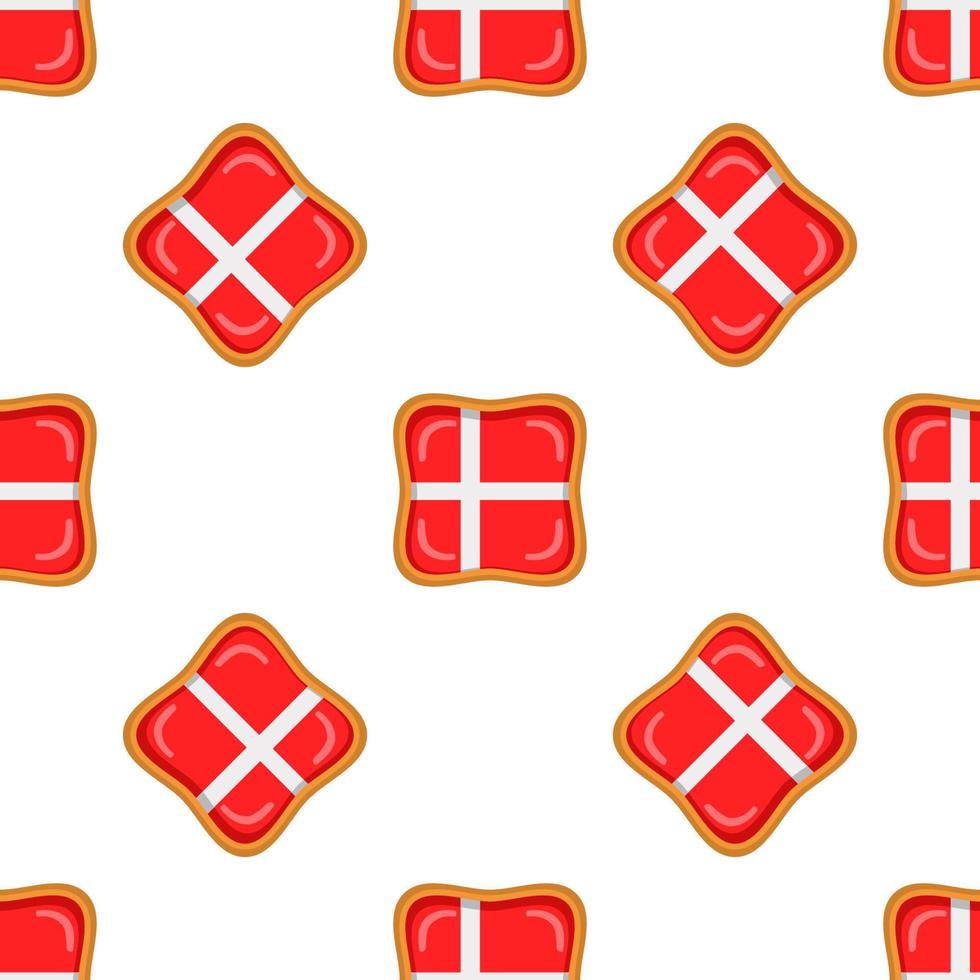 Pattern cookie with flag country Denmark in tasty biscuit vector