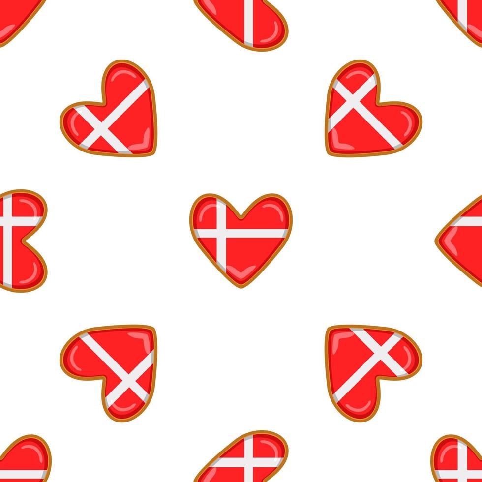 Pattern cookie with flag country Denmark in tasty biscuit vector