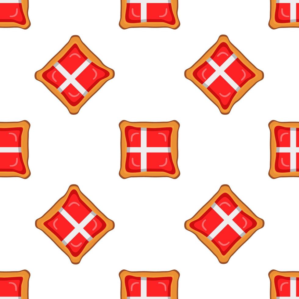 Pattern cookie with flag country Denmark in tasty biscuit vector