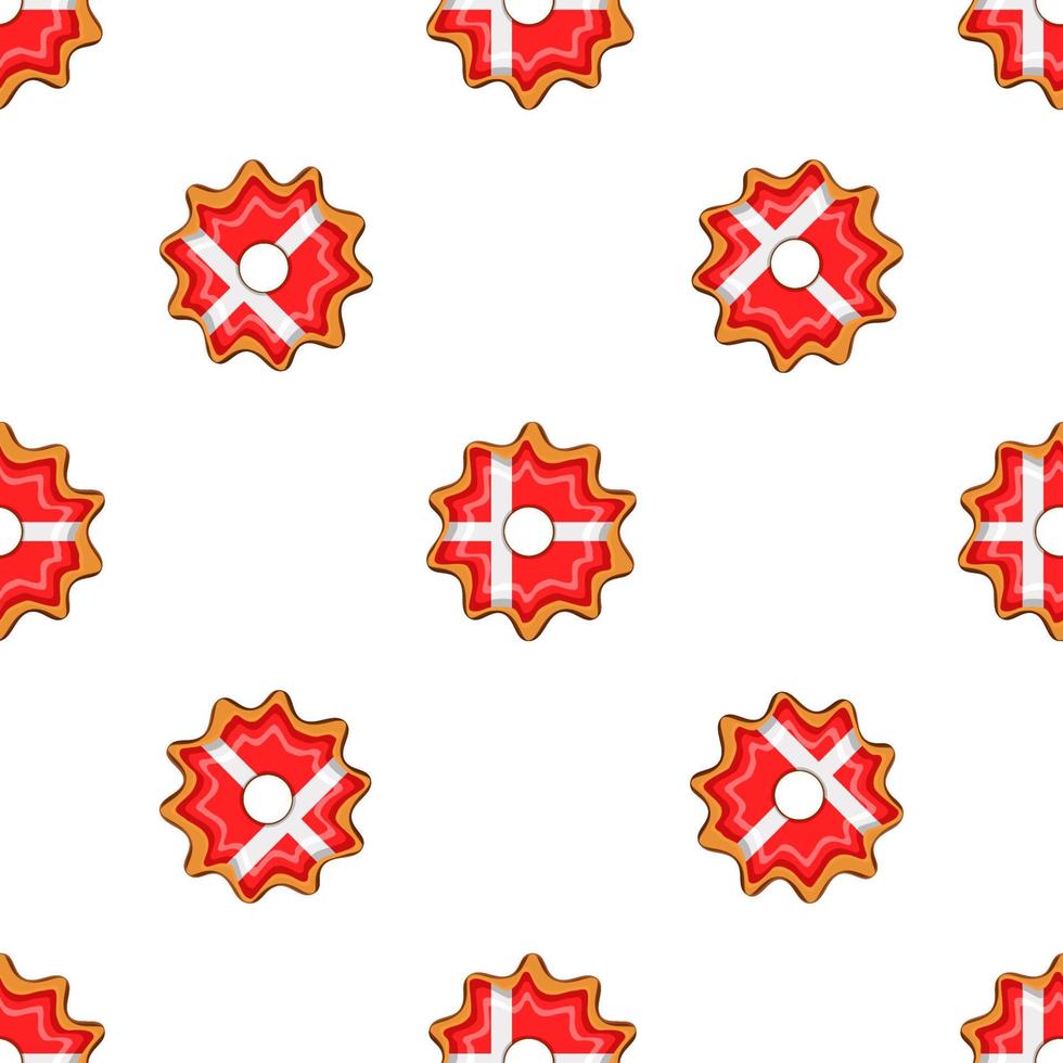 Pattern cookie with flag country Denmark in tasty biscuit vector