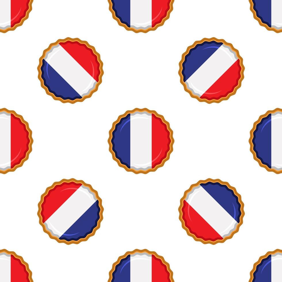 Pattern cookie with flag country France in tasty biscuit vector