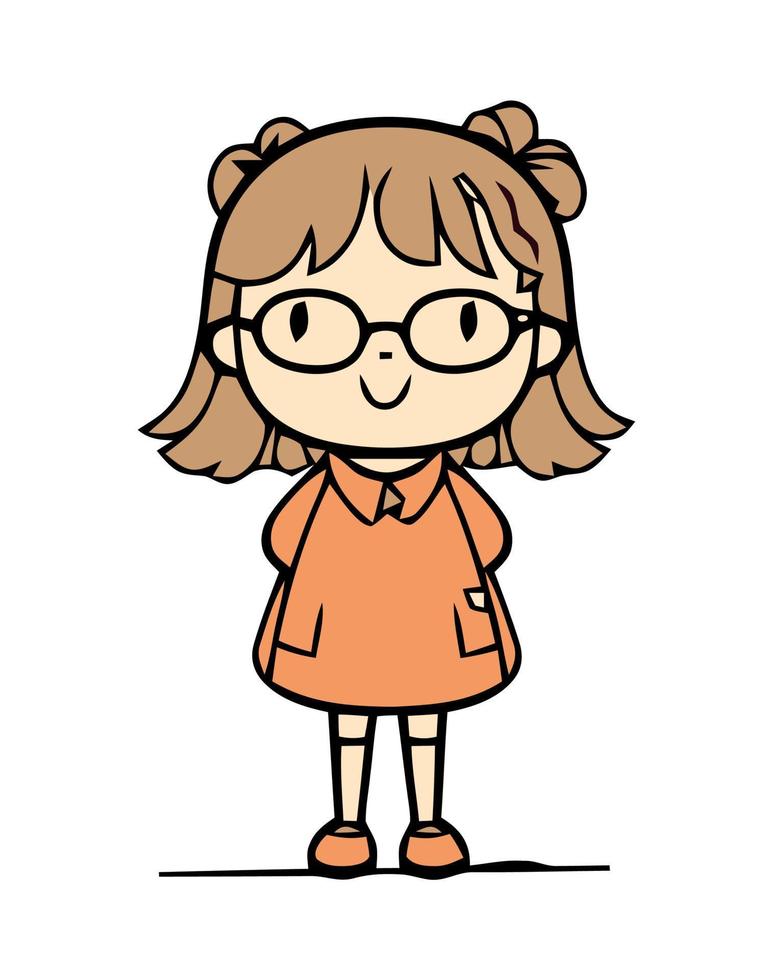 Cute Nerdy Girl Illustration vector