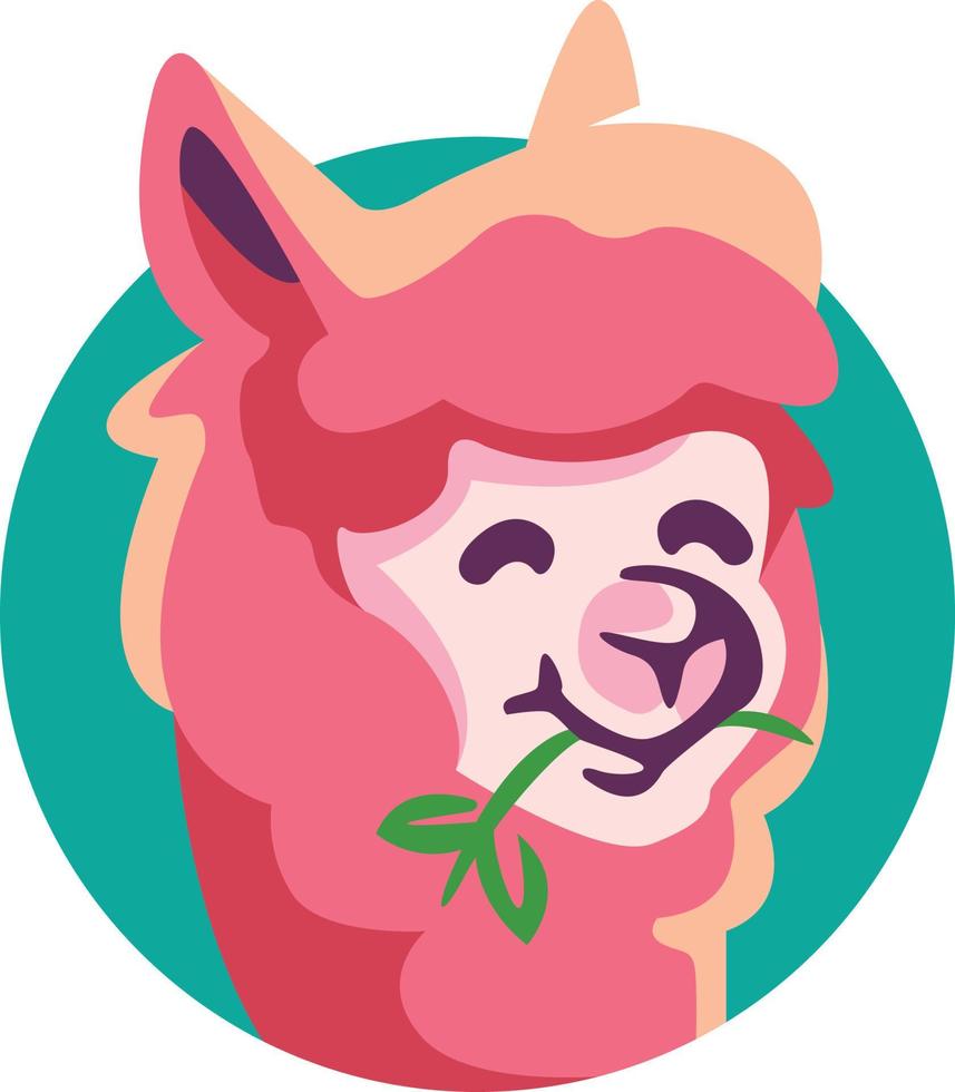 Illustration of an Alpaca's head that looks funny suitable to be a logo vector