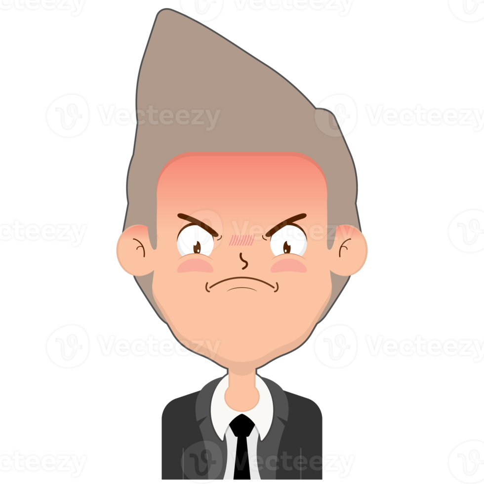 business man angry face cartoon cute png