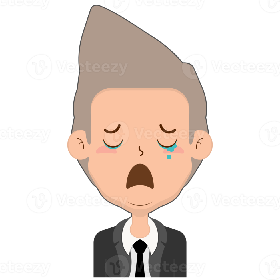 business man crying and scared face cartoon cute png