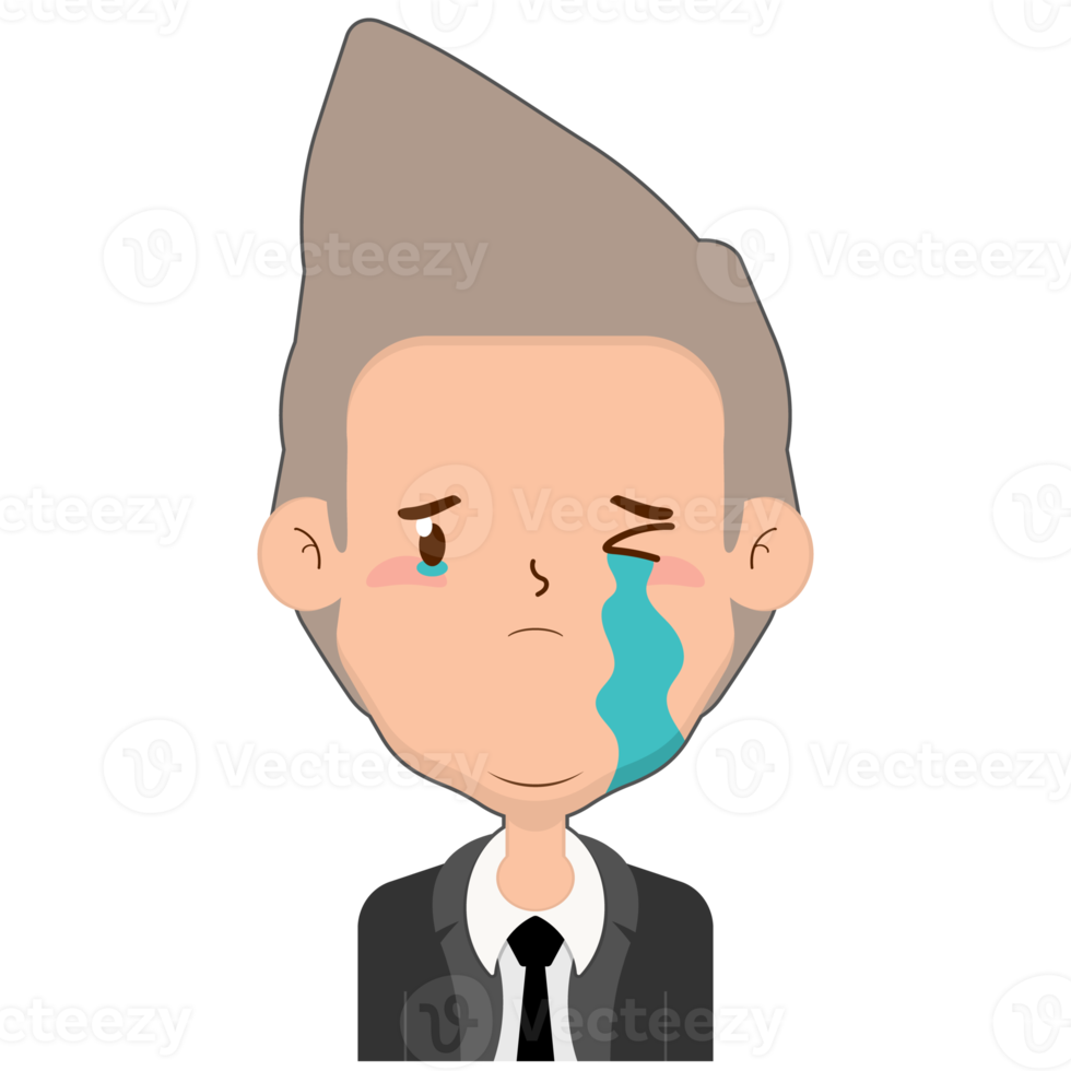 business man crying and scared face cartoon cute png