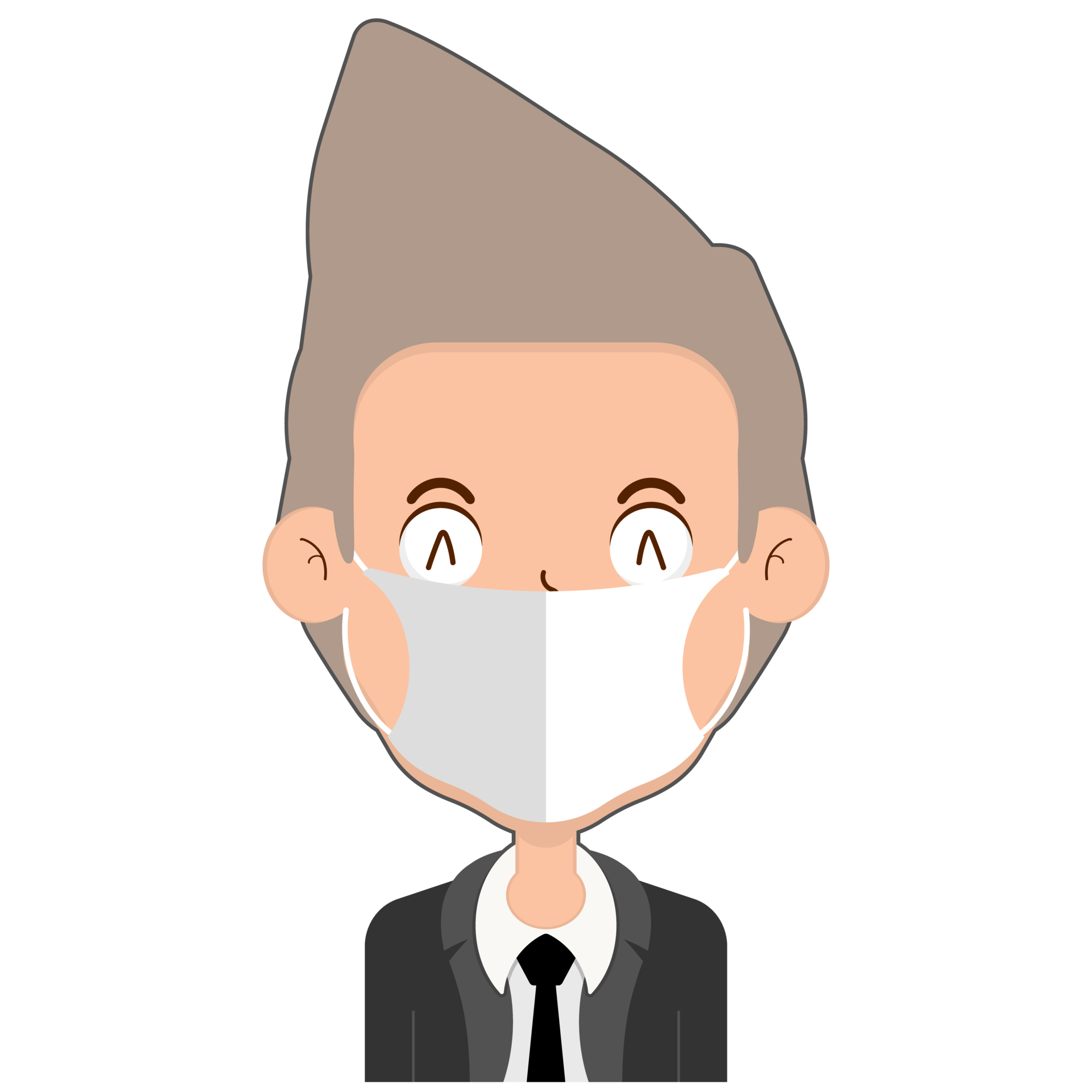 business man wear surgical mask cartoon cute 22688587 PNG