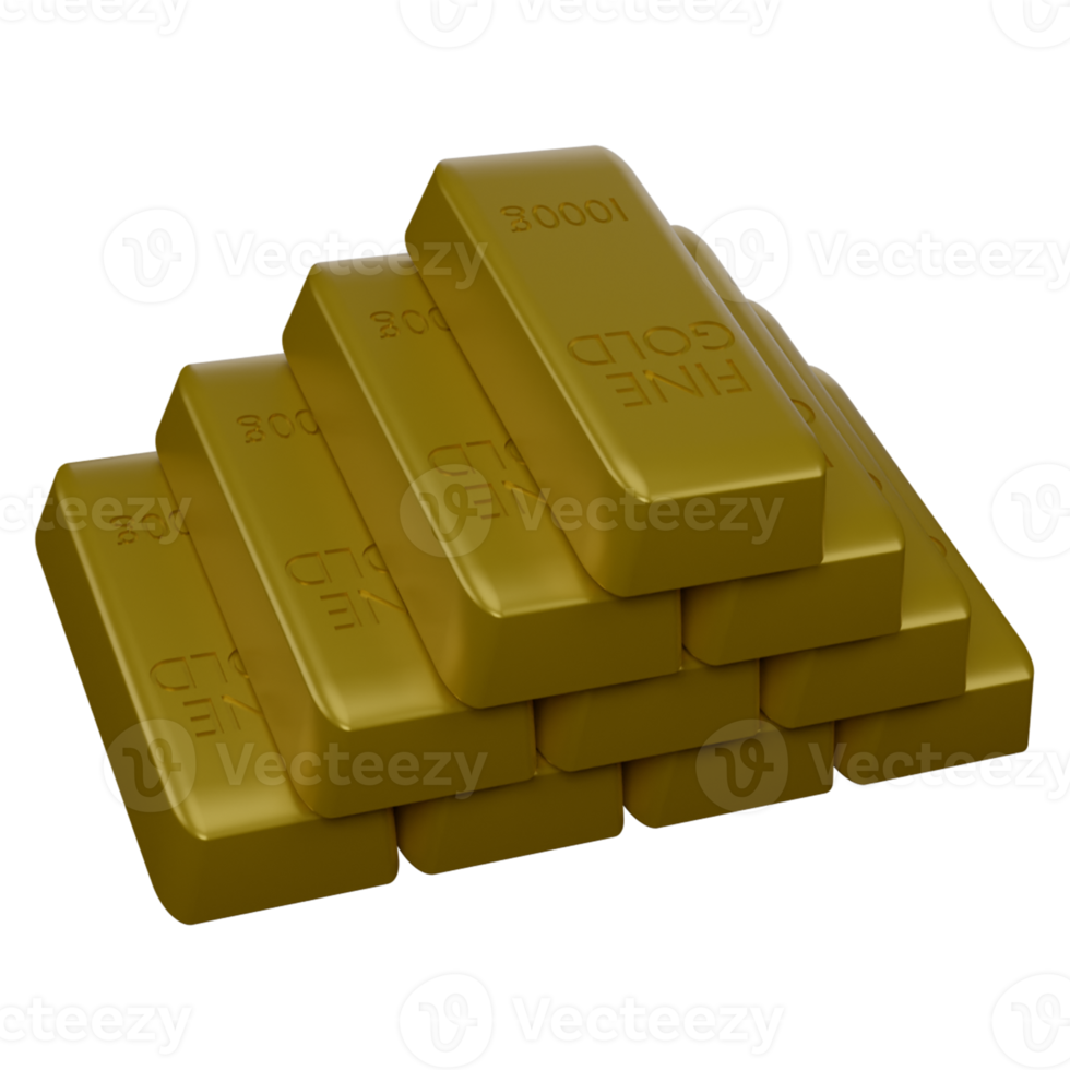 3d illustration of coins and gold bars png