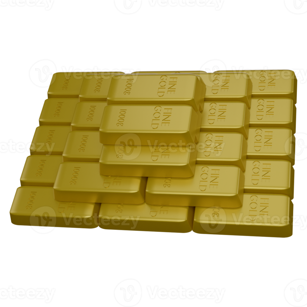 3d illustration of coins and gold bars png