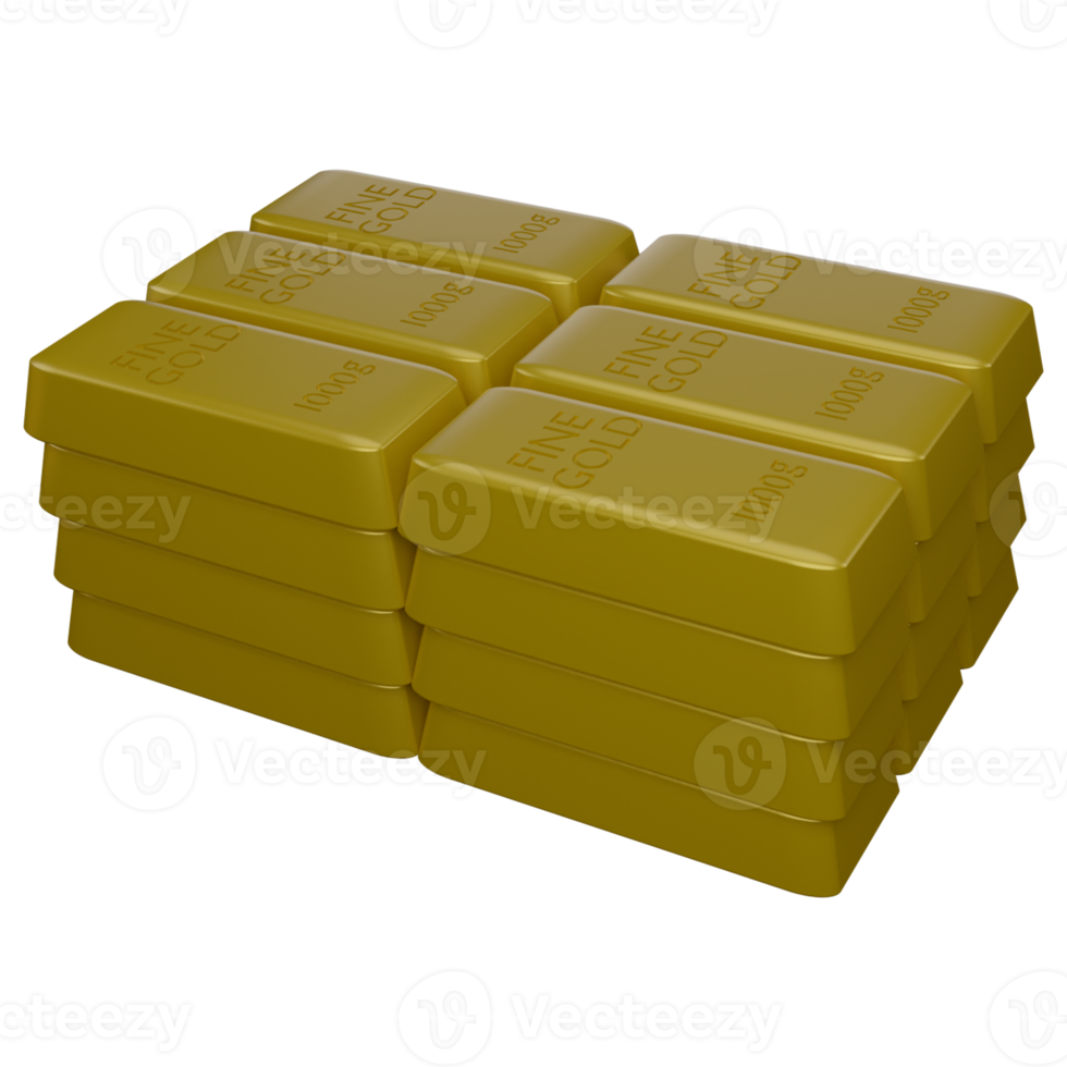 3d Illustration von Münzen und Gold Riegel png