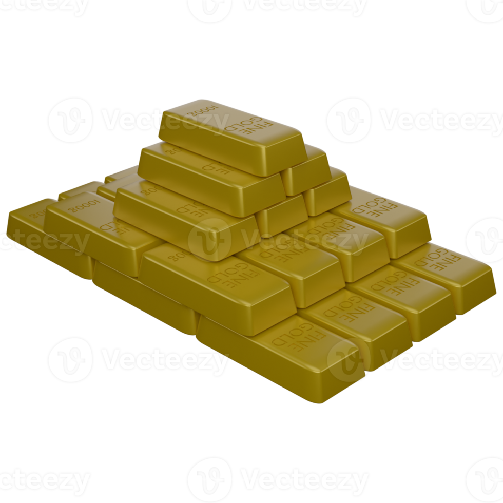 3d illustration of coins and gold bars png