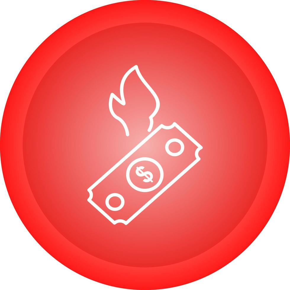 dólar en icono de vector de fuego