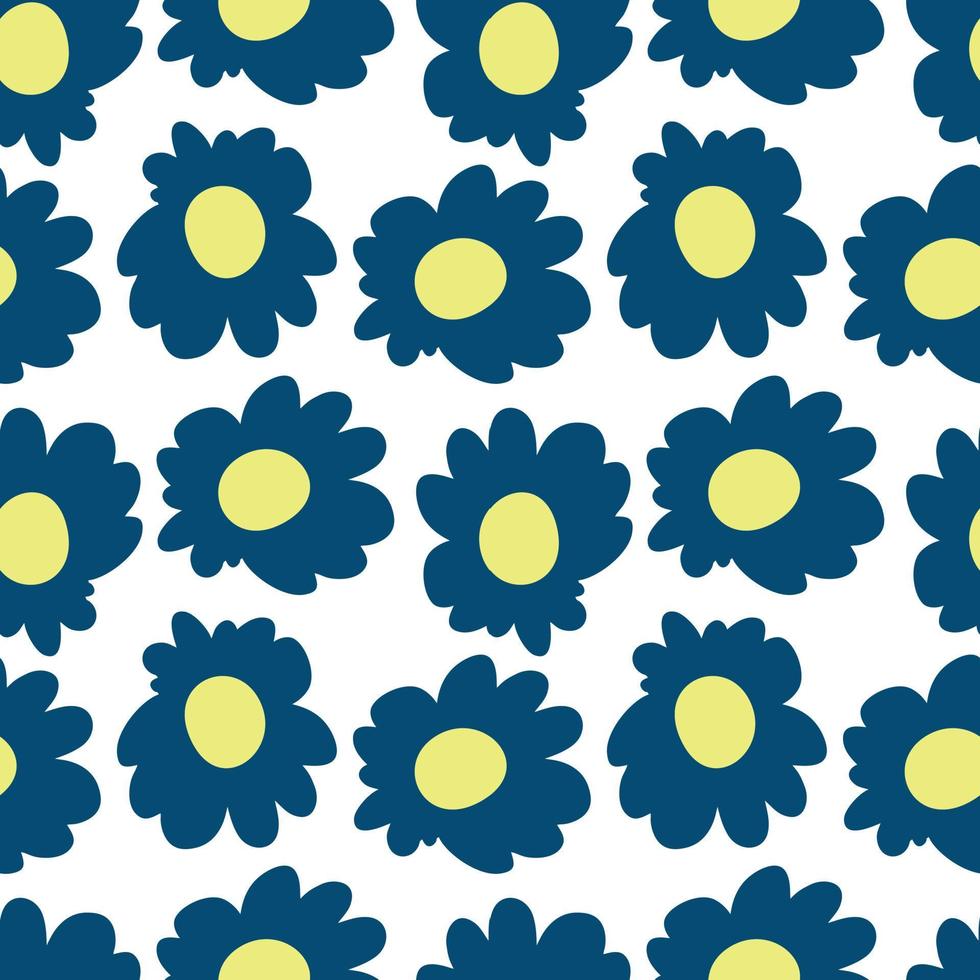 seamles flower pattern illustration vector in retro hand drawn style