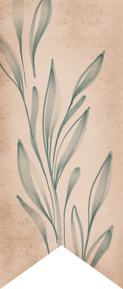 Vintage Scrapbook floral bookmark. Old grunge paper label for planner, notebook, journal png