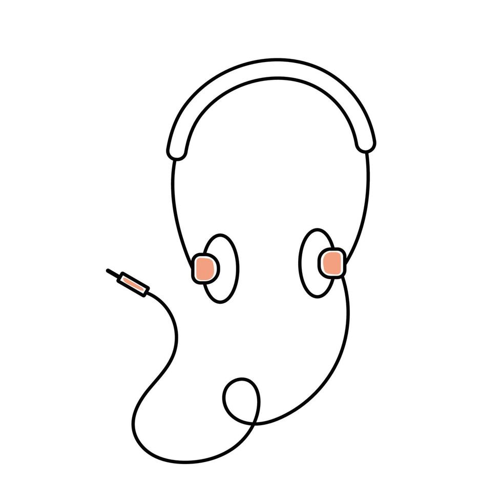 mano dibujado vector ilustración de retro auriculares años 90