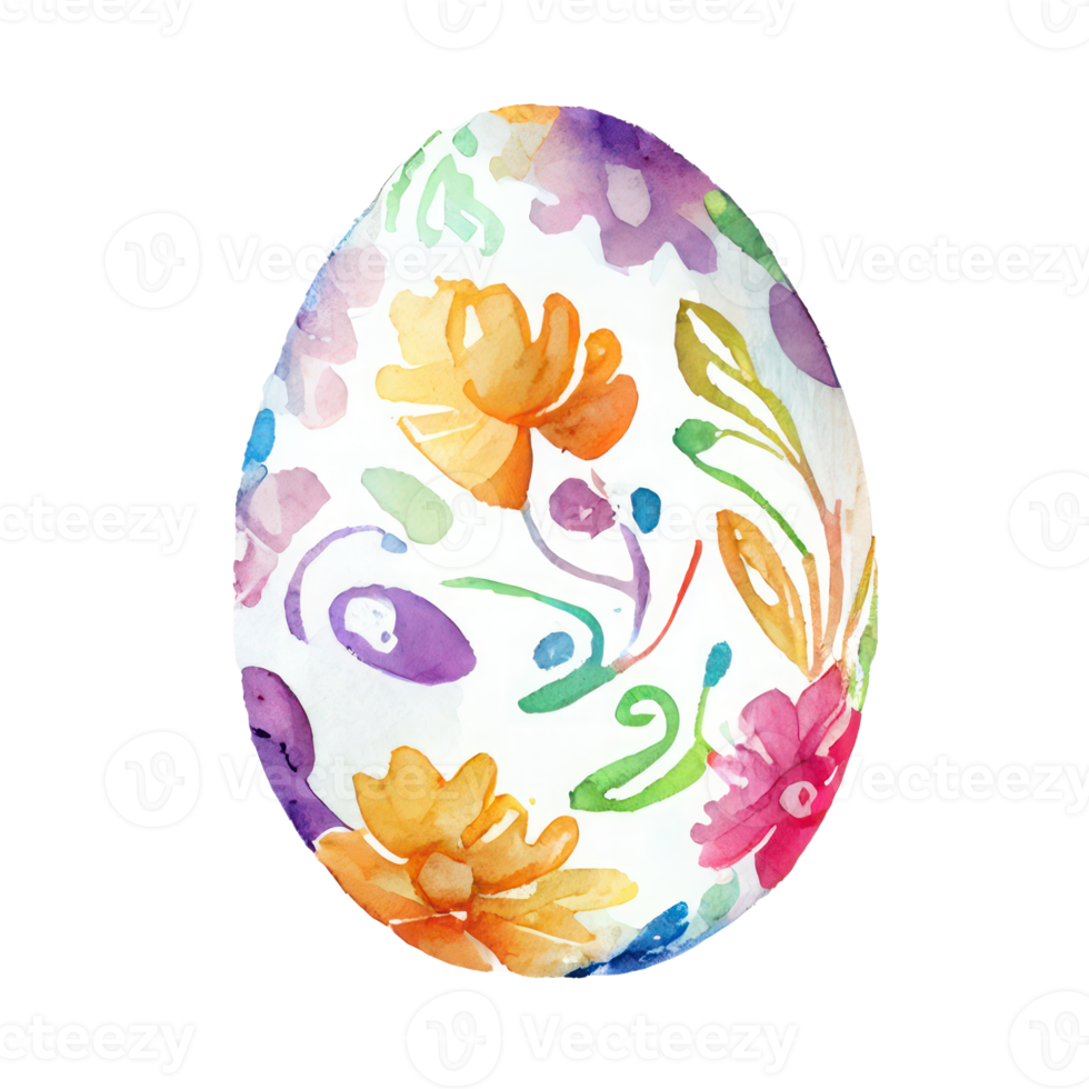 acquerello Pasqua uovo fiori, ai generato png