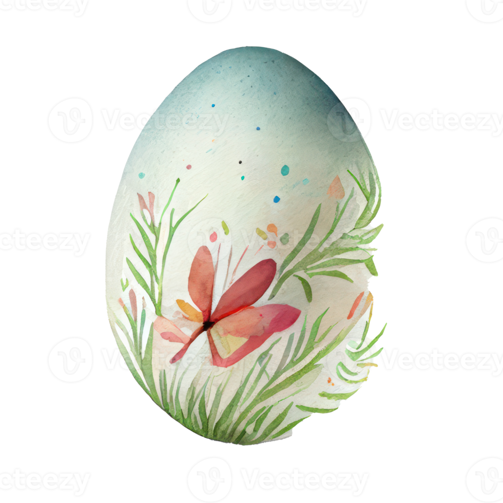 watercolor easter egg flowers, AI Generated png