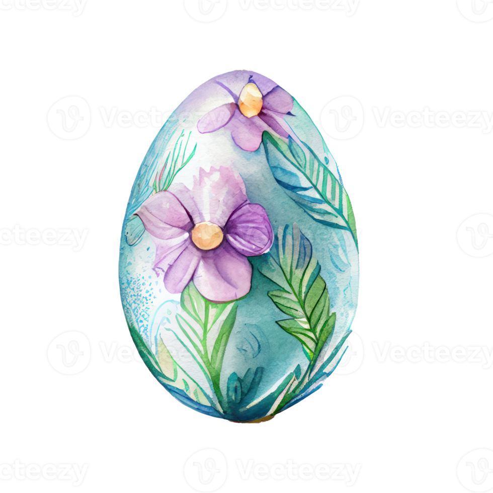 watercolor easter egg flowers, AI Generated png