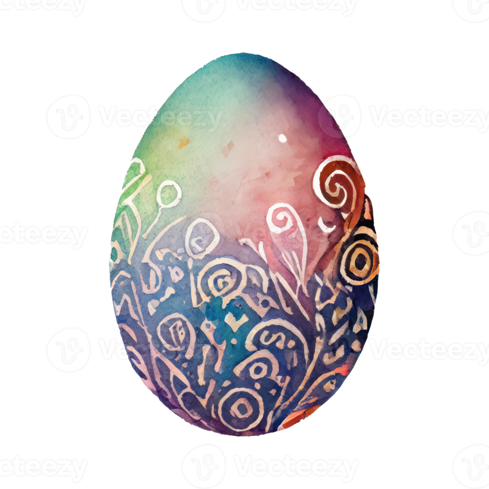 watercolor easter egg flowers, AI Generated png