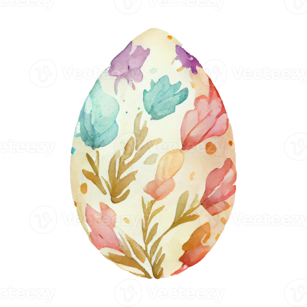watercolor easter egg flowers, AI Generated png