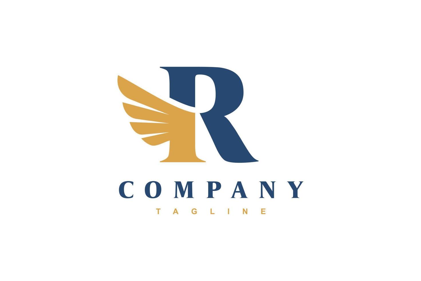 initials R wing logo vector
