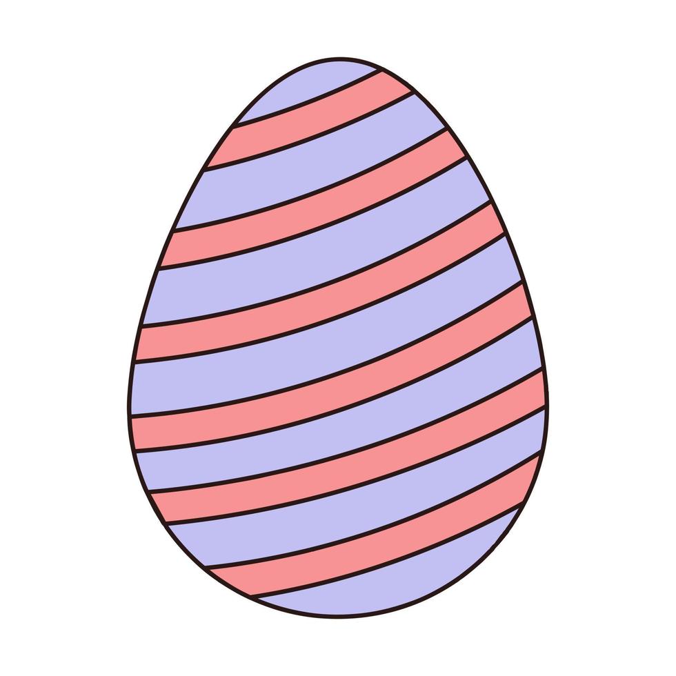 Groovy Easter egg with pattern. Vintage hippie psychedelic clipart. vector