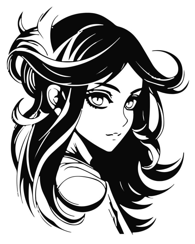 Long Haired Anime Girl vector