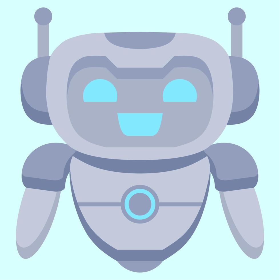 Robot vector illustration. Simple robot character with flat style. Clip art robot for graphic resource of technology, futuristic, computer, cyber and science. Chat bot character