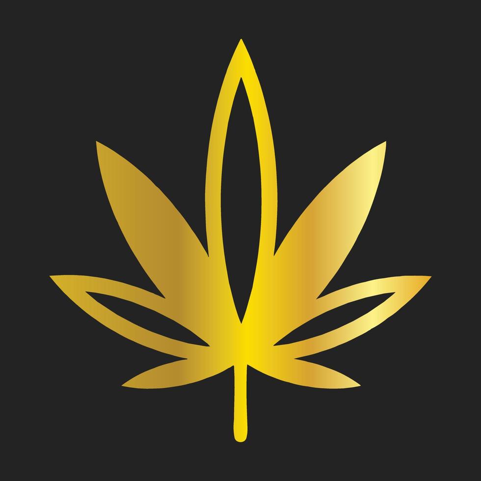 Gold cannabis luxury logo design with a hexagon shape vector