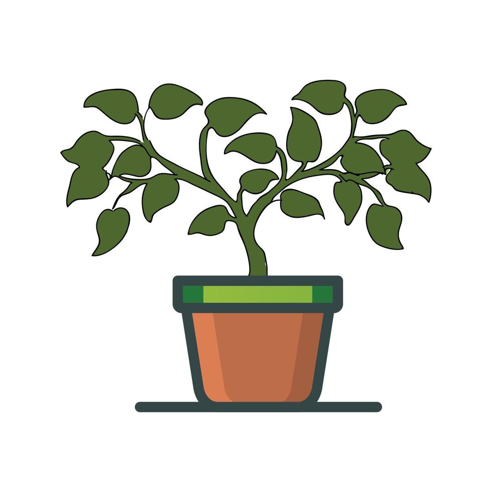 Isolated vector tree in clay pot