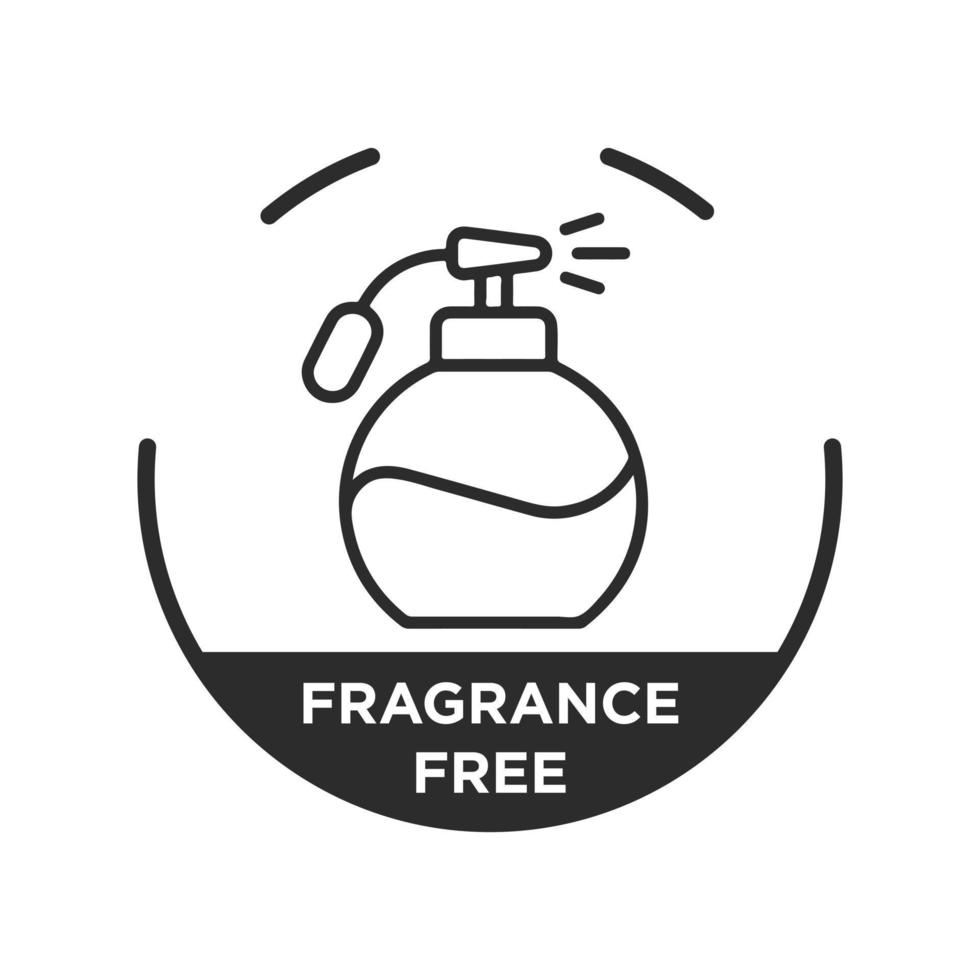 Fragrance free vector black circle stamp. No fragrance for cosmetics packaging instructions. Black label badge icon.