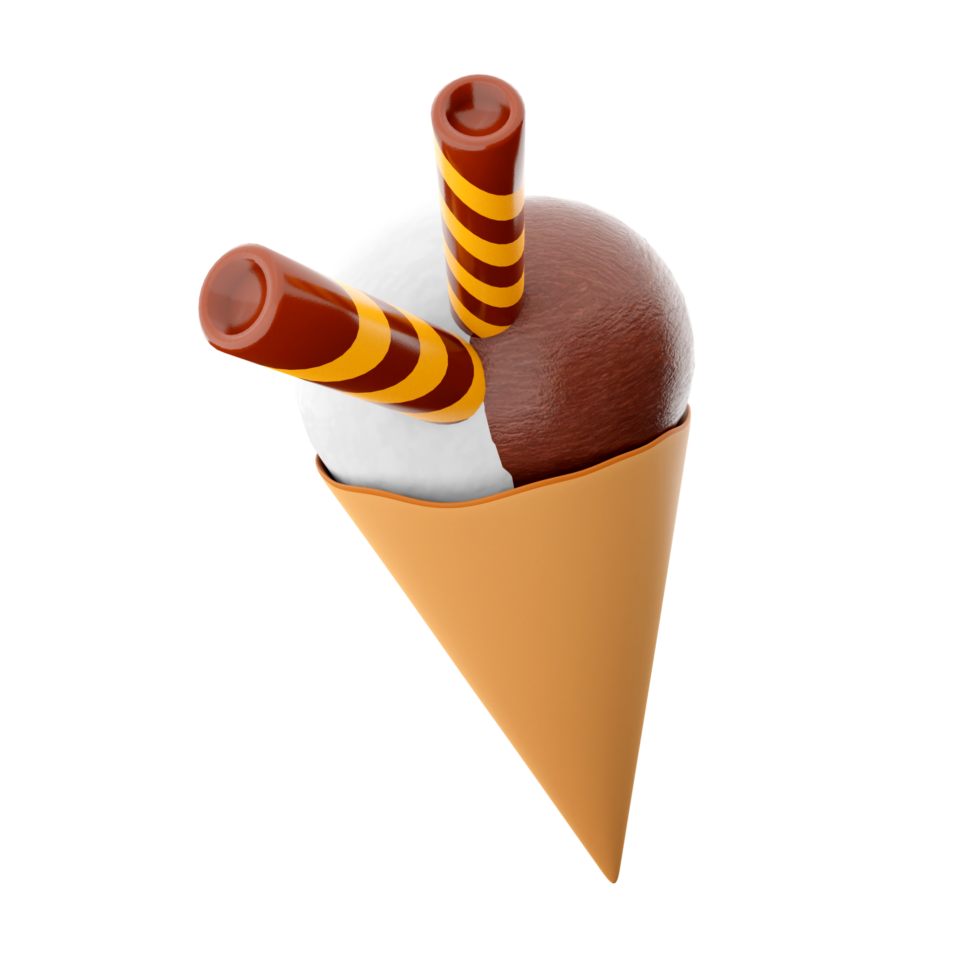 3d Rendern Eis Sahne Mit Drei Schaufeln Und Ein Waffel Kegel Symbol 3d 3d-rendern-eis-sahne-mit-drei-schaufeln-und-ein-waffel-kegel-symbol-3d