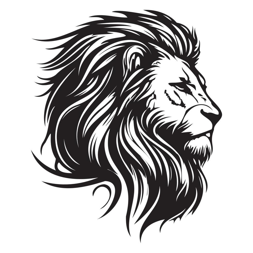 Lion Face, Silhouettes Lion Face SVG, black and white lion vector