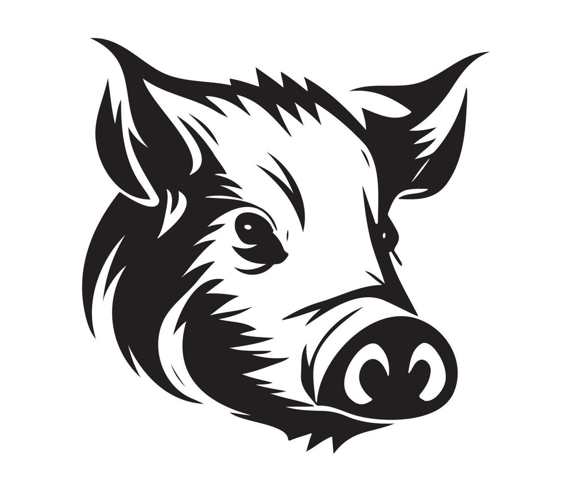 Pig Face, Silhouettes Pig Face, black and white Pig vector