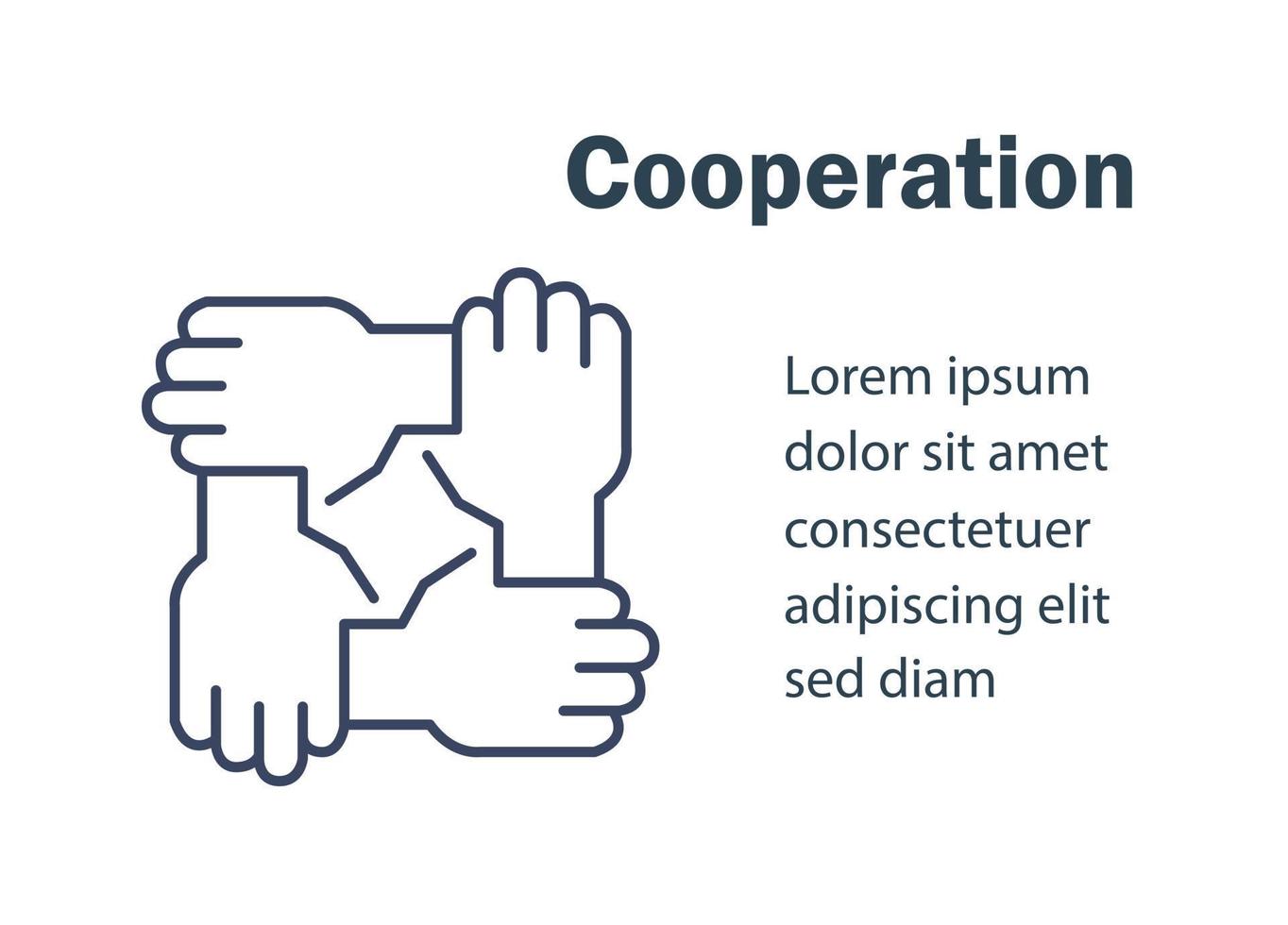 Team work, cooperation or collaboration, unity or trust, partnership concept, employee engagement, hold hands in circle, common ground vector