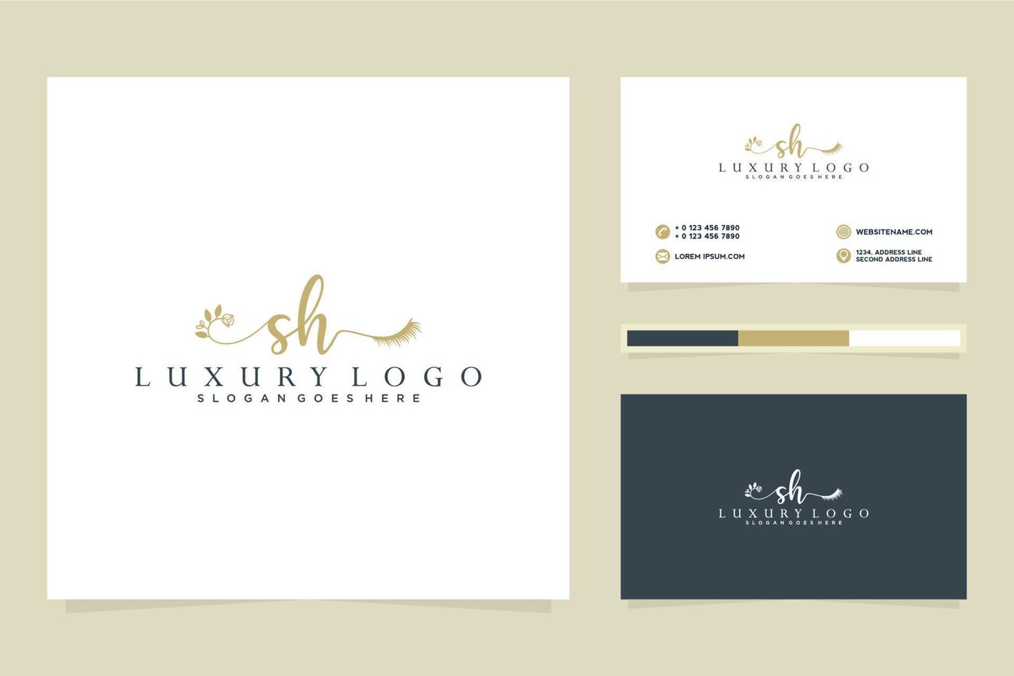 Initial SH Feminine logo collections and business card template Premium Vector