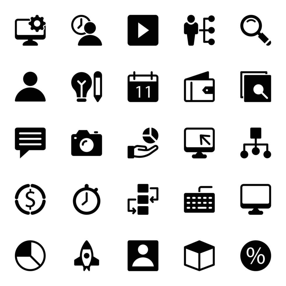 Glyph icons for Project management. vector