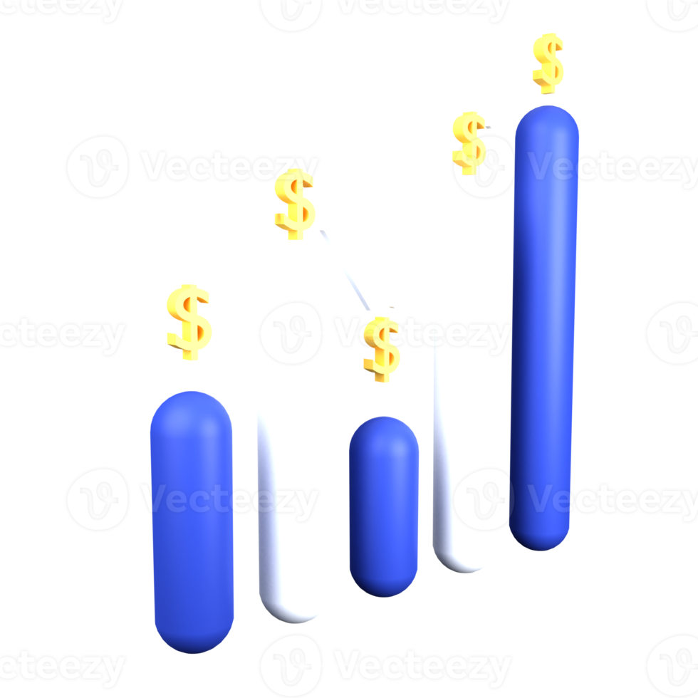 3d illustration candle chart isolated on the transparent background png