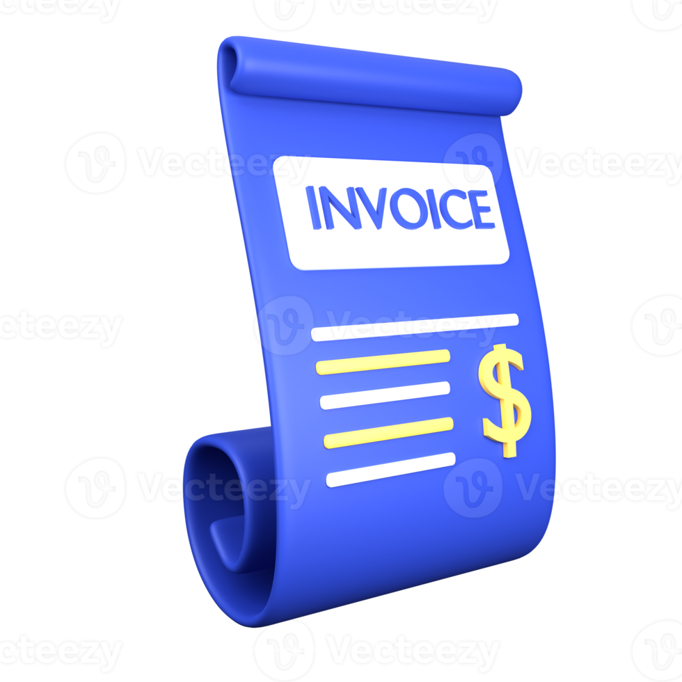 3d illustration invoice isolated on the transparent background png