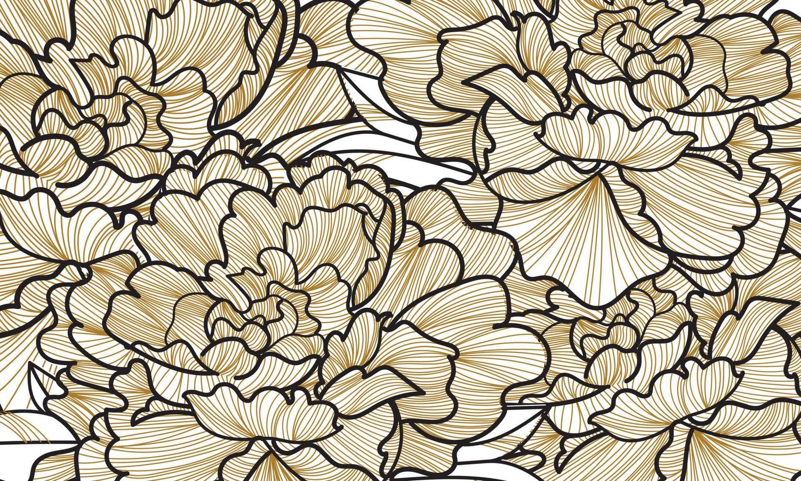 Vector art deco luxury flower line pattern