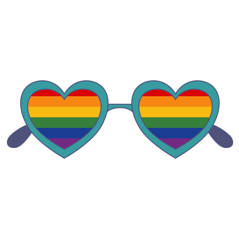 The rainbow heart shaped sunglasses. LGBT. png