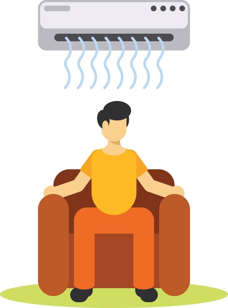 Vector Image Of A Man Sitting Under Air Conditioning Unit