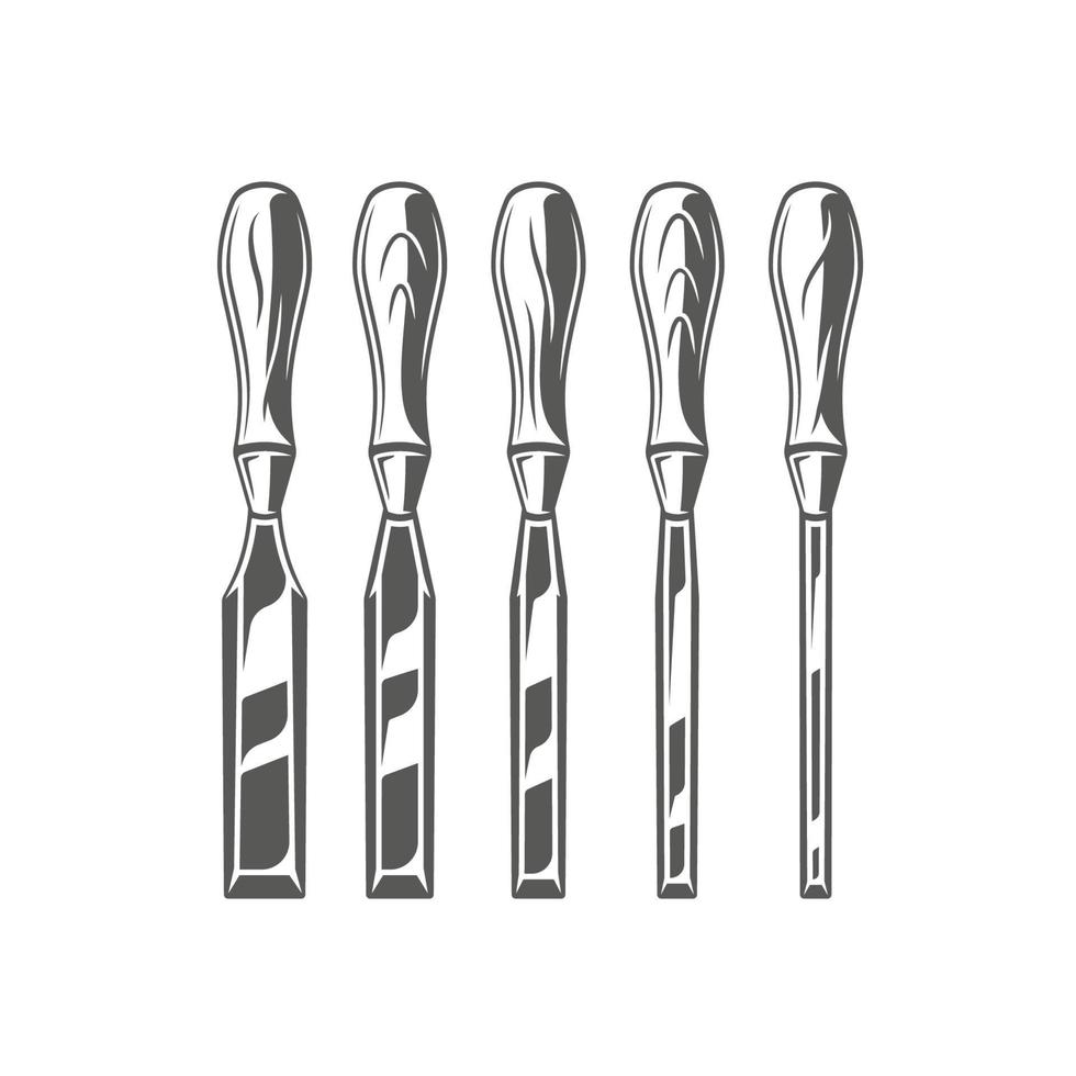 Chisels isolated on white background vector